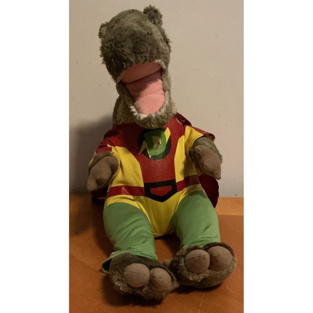 BAB‎ Build a Bear TRex Dinosaur Plush 17" Brown In Superhero Costume